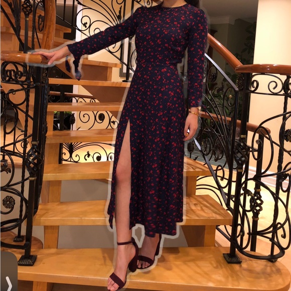 Reformation Navy and Red Floral Dress - Picture 4 of 7